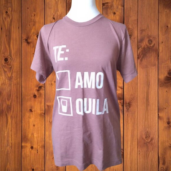 Women's Small Te Amo Te quila Pullover T-Shirt Pink Casual Party Vacation - Picture 1 of 4